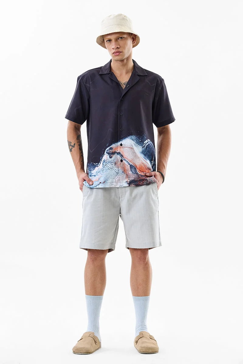 SNITCH Grey Regular Fit Striped Light Grey Shorts for Men | Best Price UAE